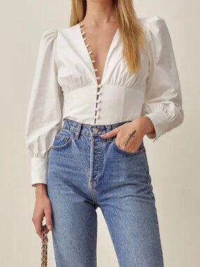 Reformation Art Stretch Organic Cotton Blouse